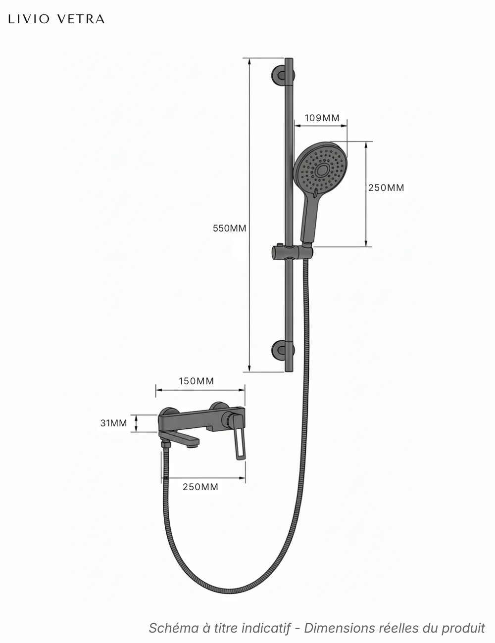 Ensemble de douche en Laiton Massif - VOLTA