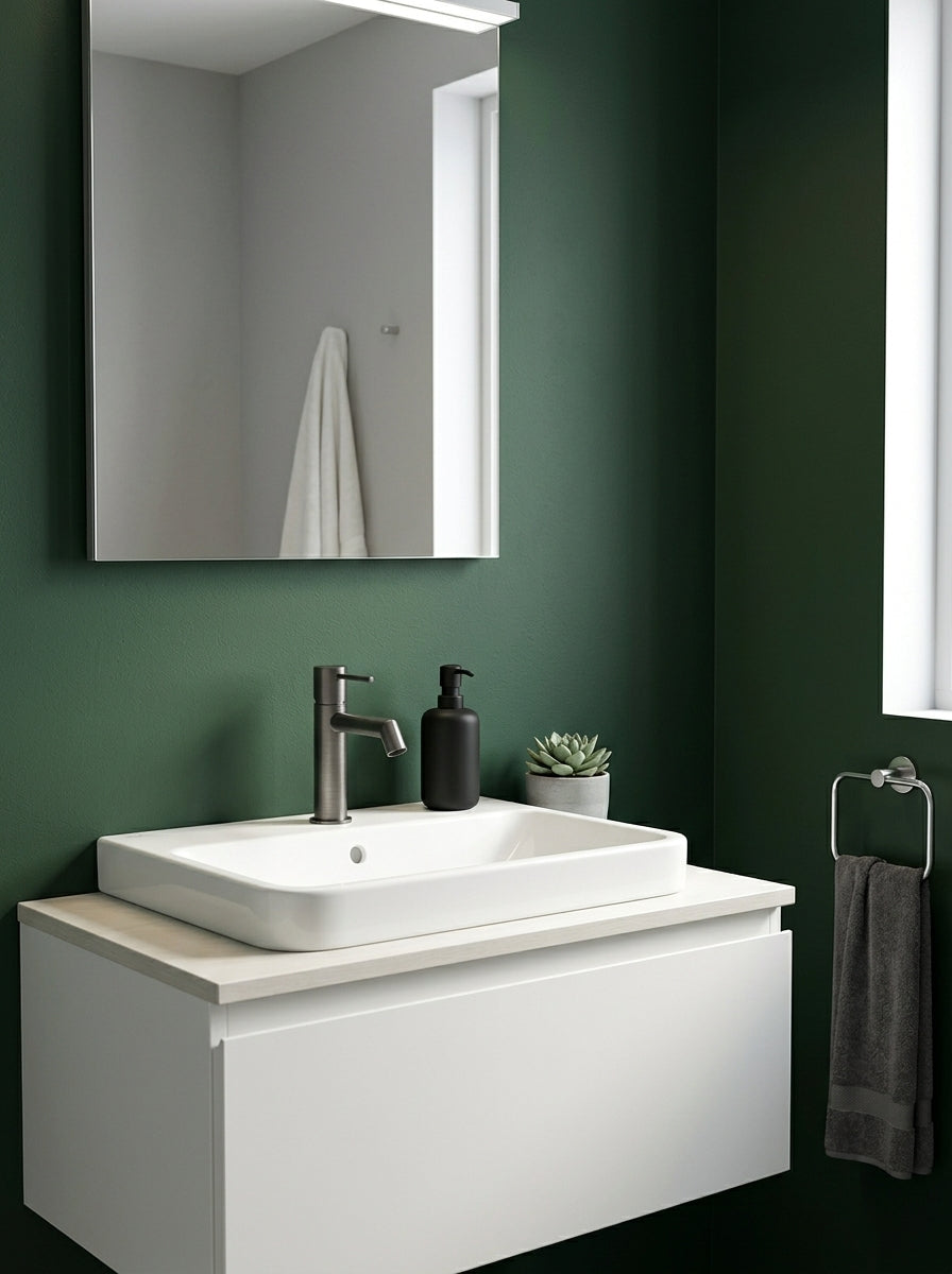 Mitigeur Lavabo Moderne en Laiton Massif - RIVO - Gris Chrome