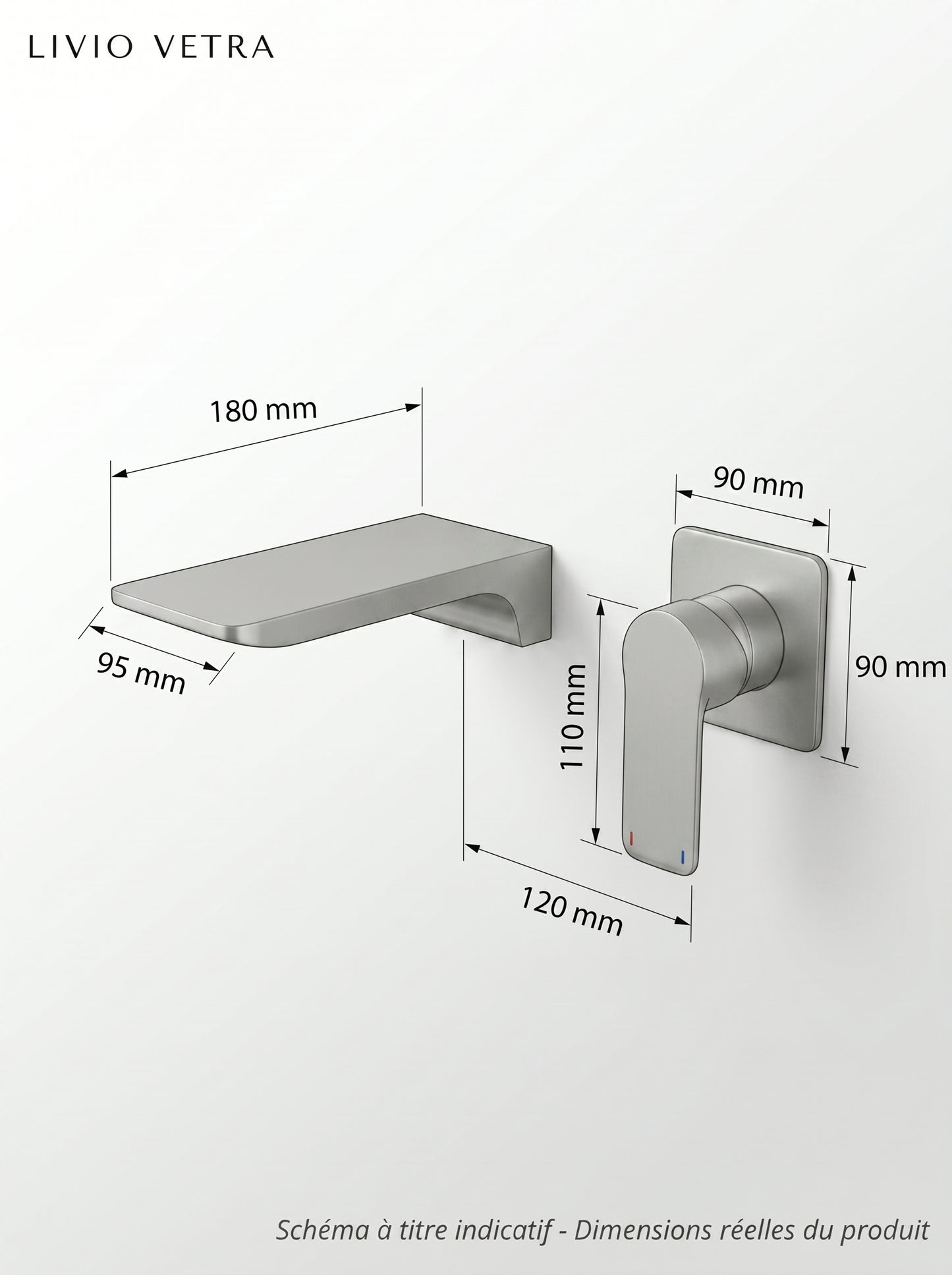 Mitigeur Lavabo Mural Encastrable en Laiton Massif - ARIA