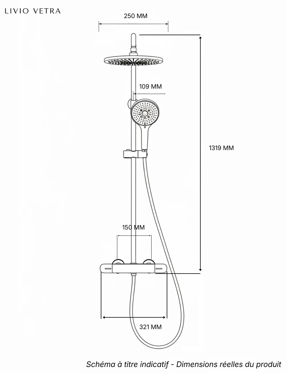 Colonne de douche Murale Thermostatique en Laiton Massif - AZZURA