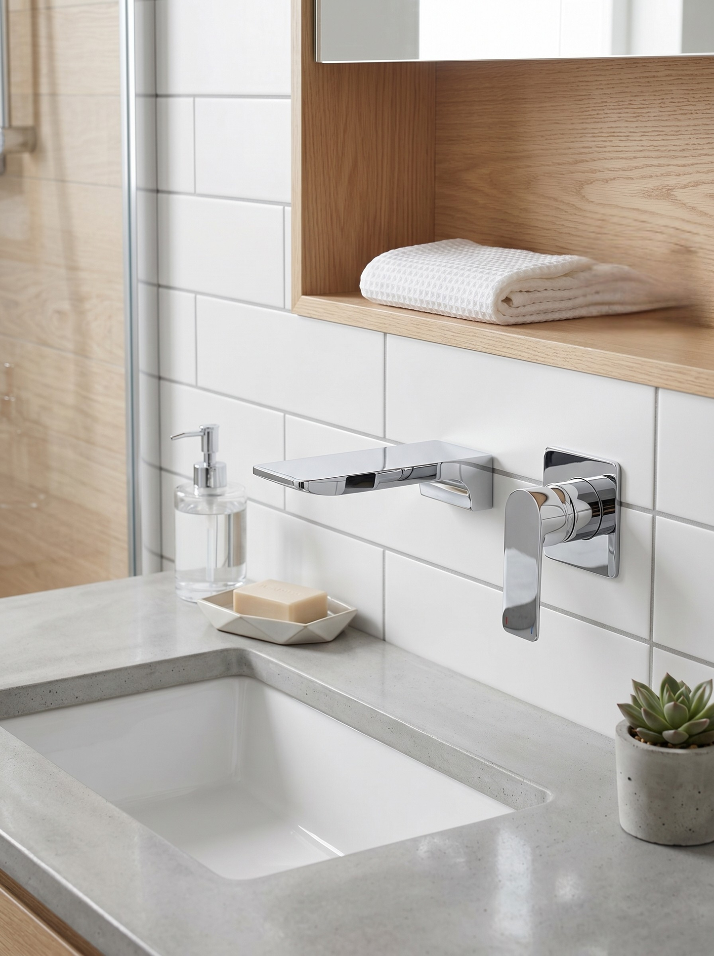 Mitigeur Lavabo Mural Encastrable en Laiton Massif - ARIA - Gris Gunmetal