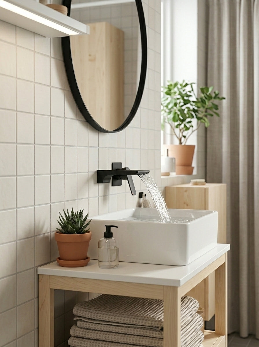 Mitigeur Lavabo Mural Encastrable en Laiton Massif - ARIA - Gris Gunmetal