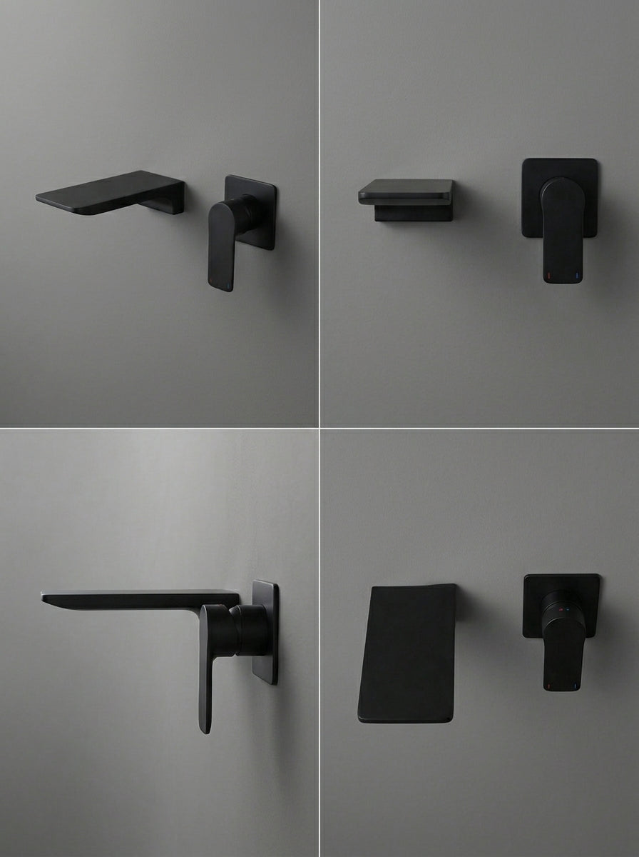 Mitigeur Lavabo Mural Encastrable en Laiton Massif - ARIA - Gris Gunmetal