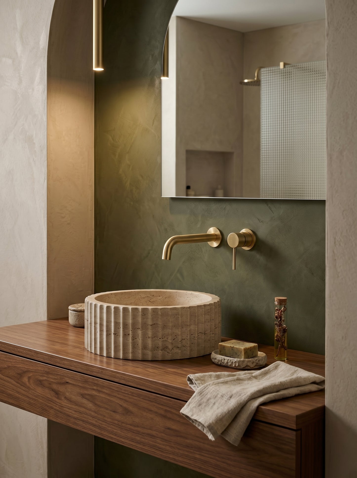 Mitigeur Lavabo Mural Encastrable en Laiton Massif - MILANO