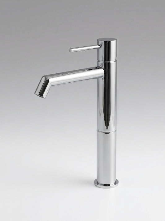 Mitigeur Lavabo Surélevé en Laiton Massif - RIVA - Gris Chrome