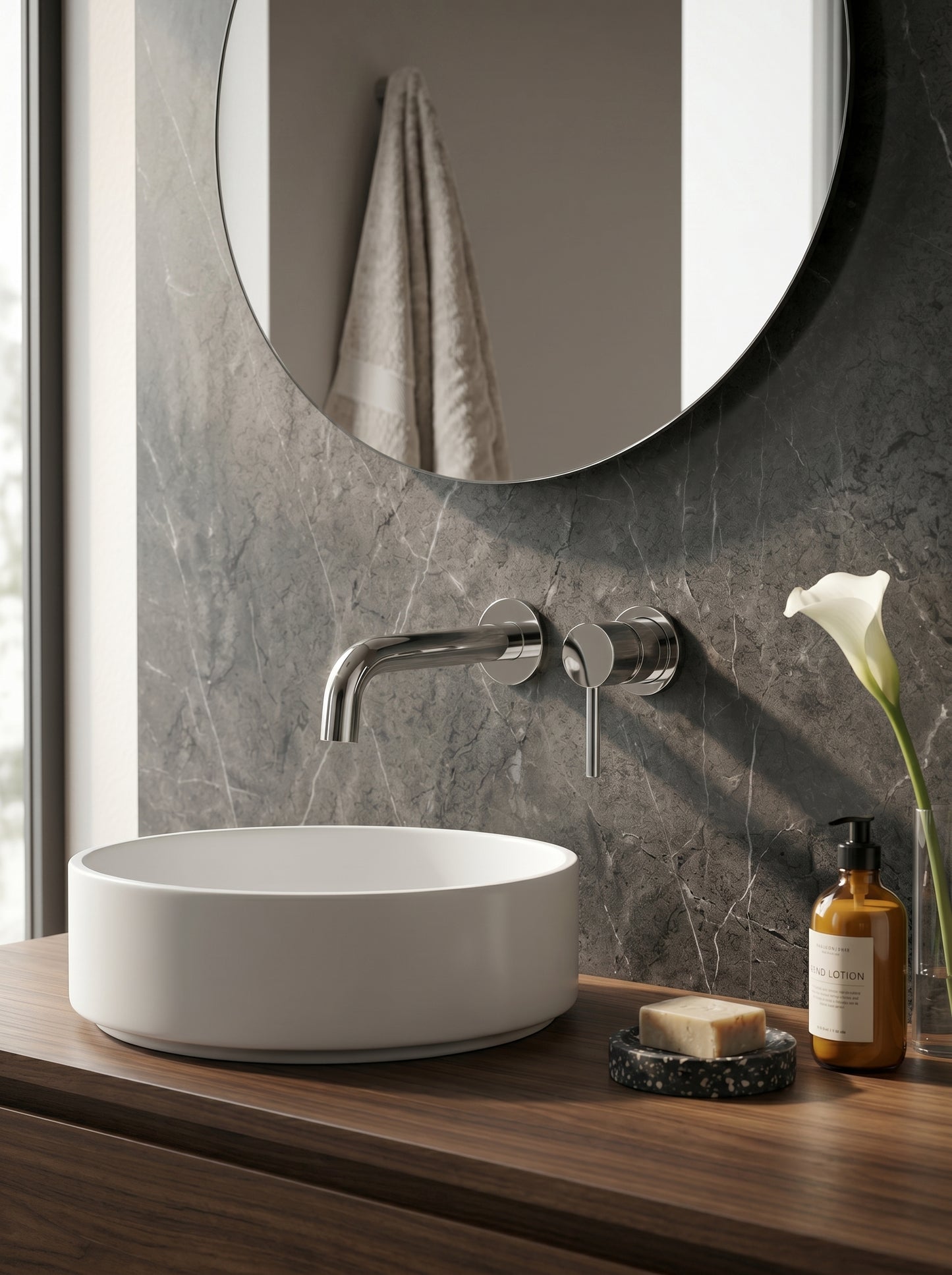 Mitigeur Lavabo Mural Encastrable en Laiton Massif - MILANO