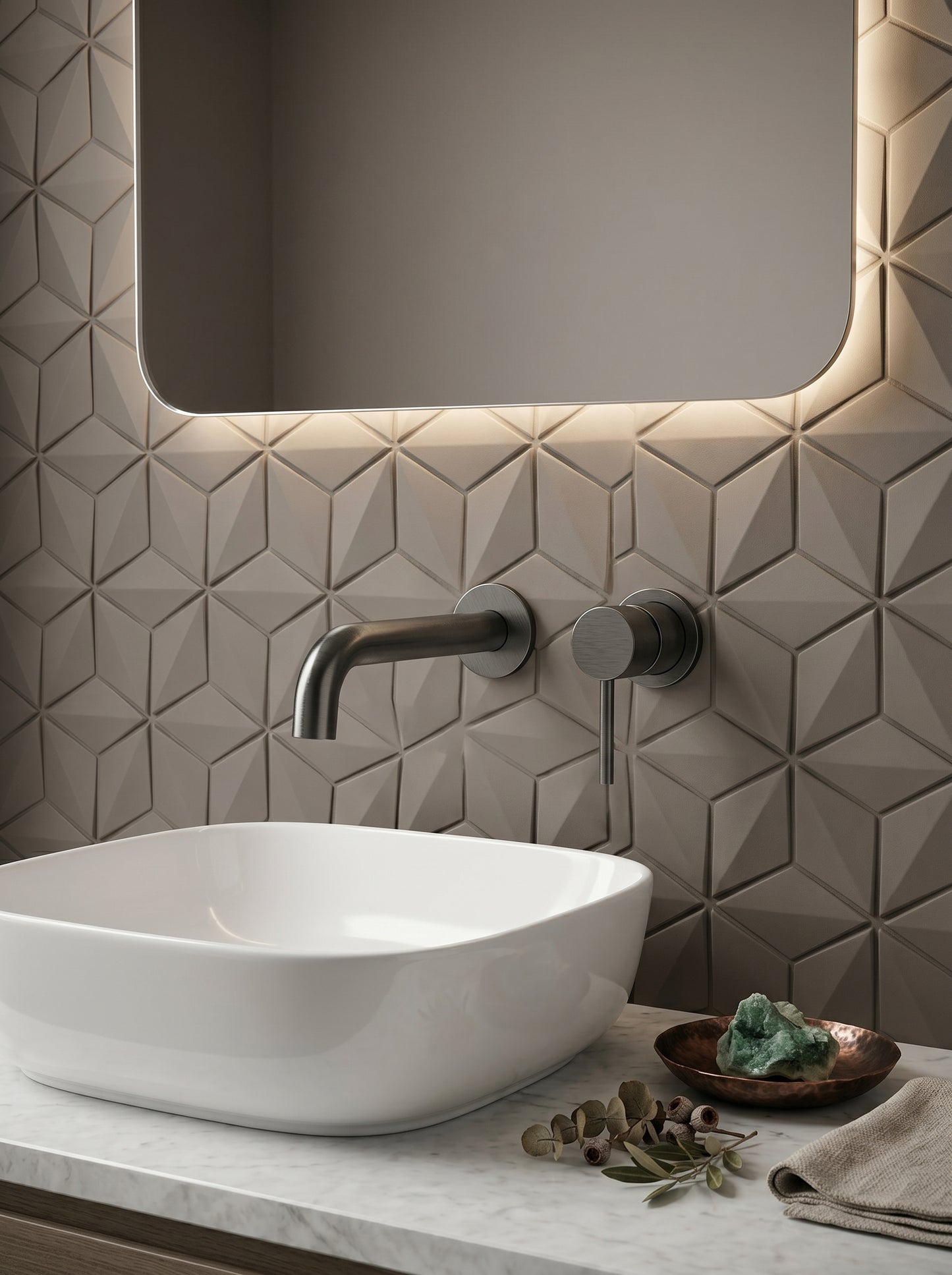 Mitigeur Lavabo Mural Encastrable en Laiton Massif - MILANO