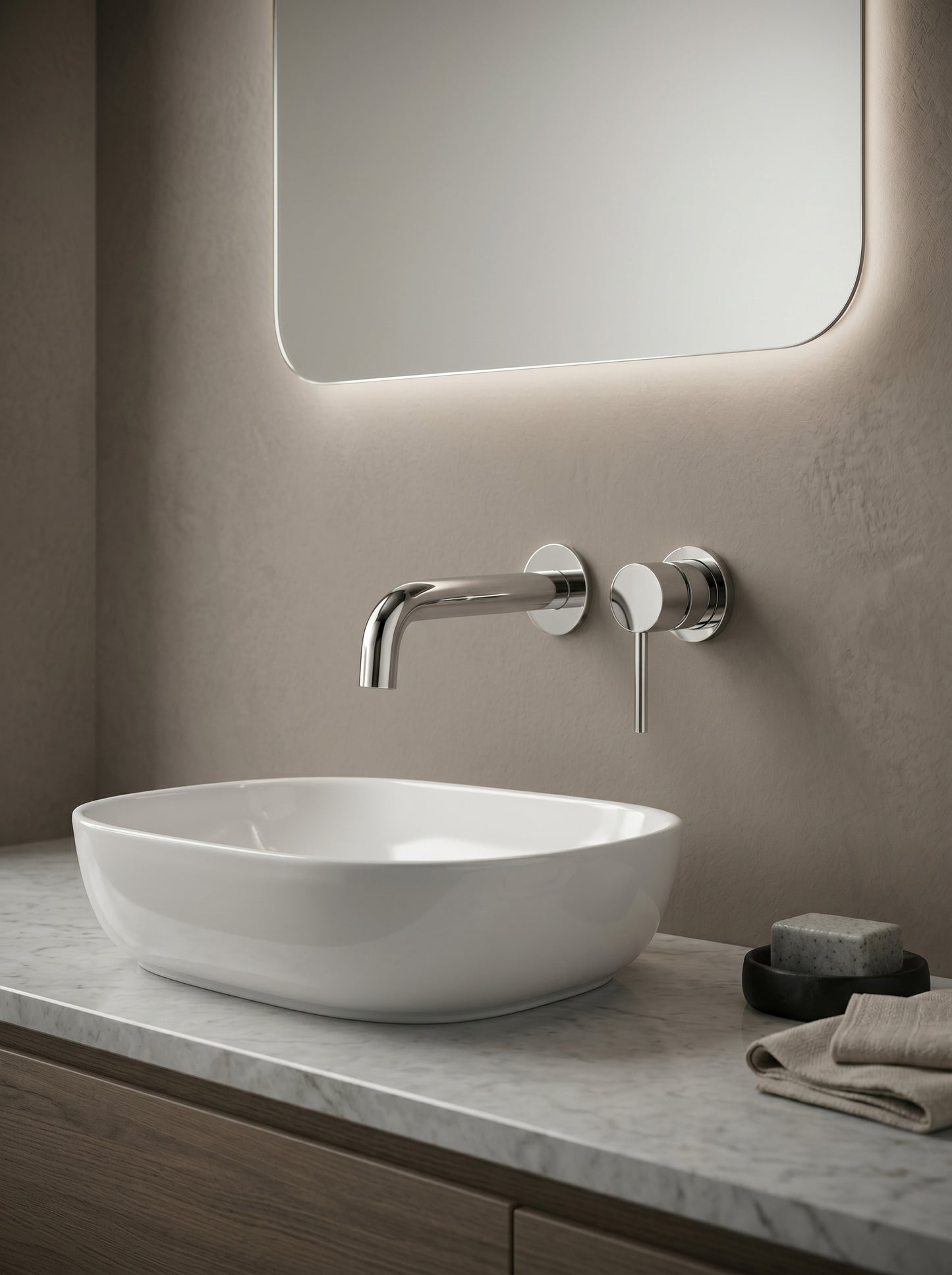 Mitigeur Lavabo Mural Encastrable en Laiton Massif - MILANO