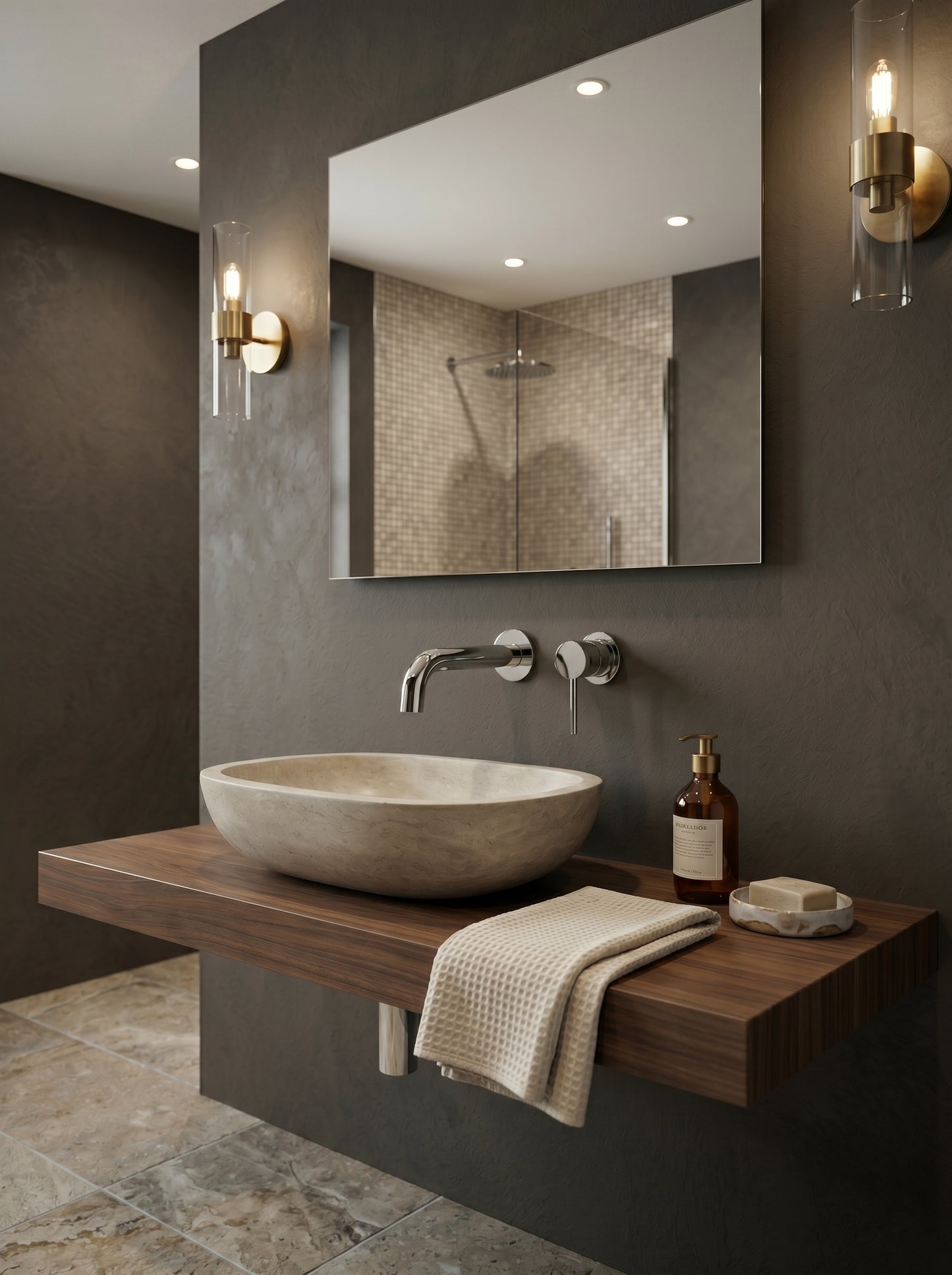Mitigeur Lavabo Mural Encastrable en Laiton Massif - MILANO
