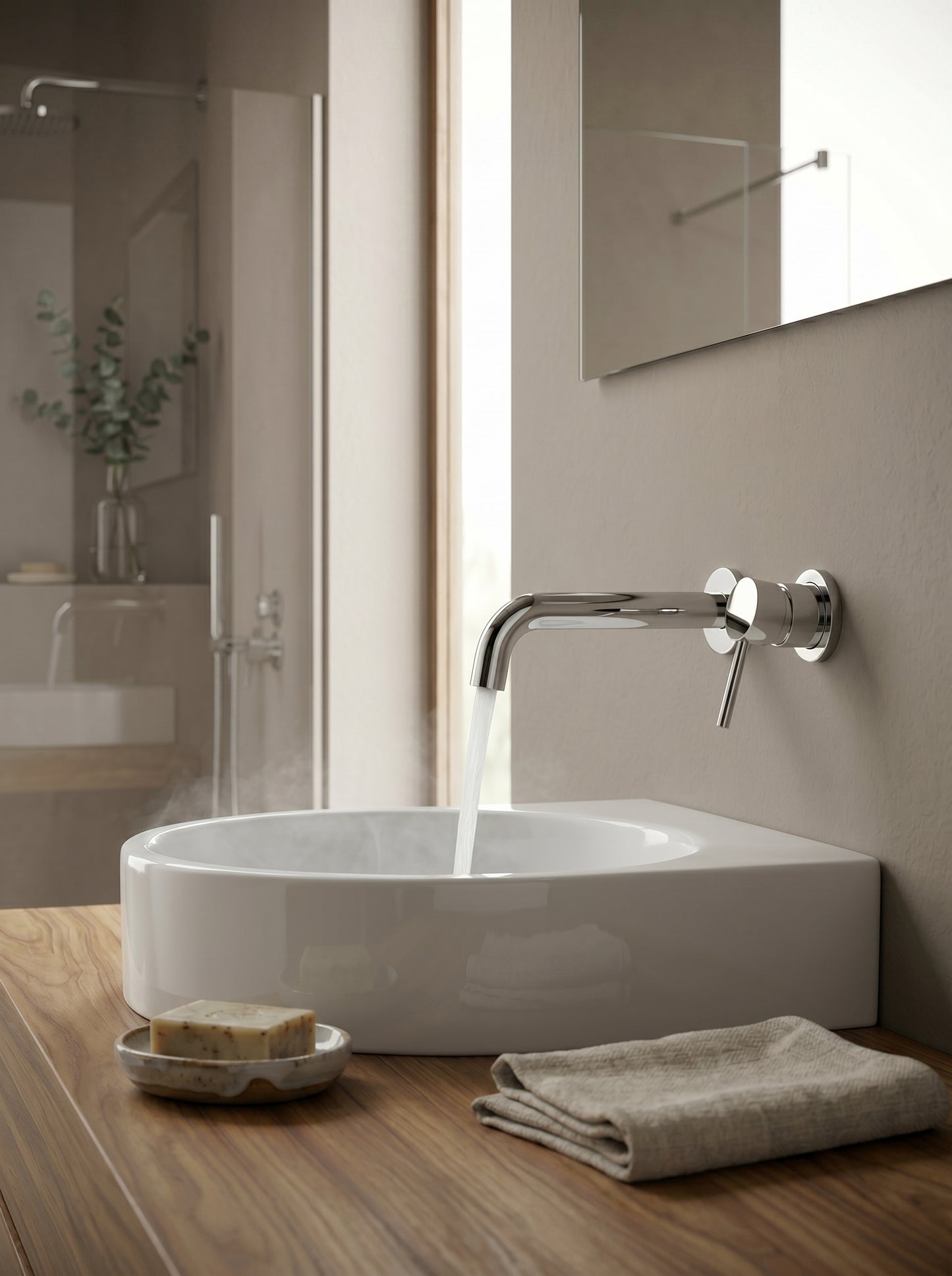 Mitigeur Lavabo Mural Encastrable en Laiton Massif - MILANO