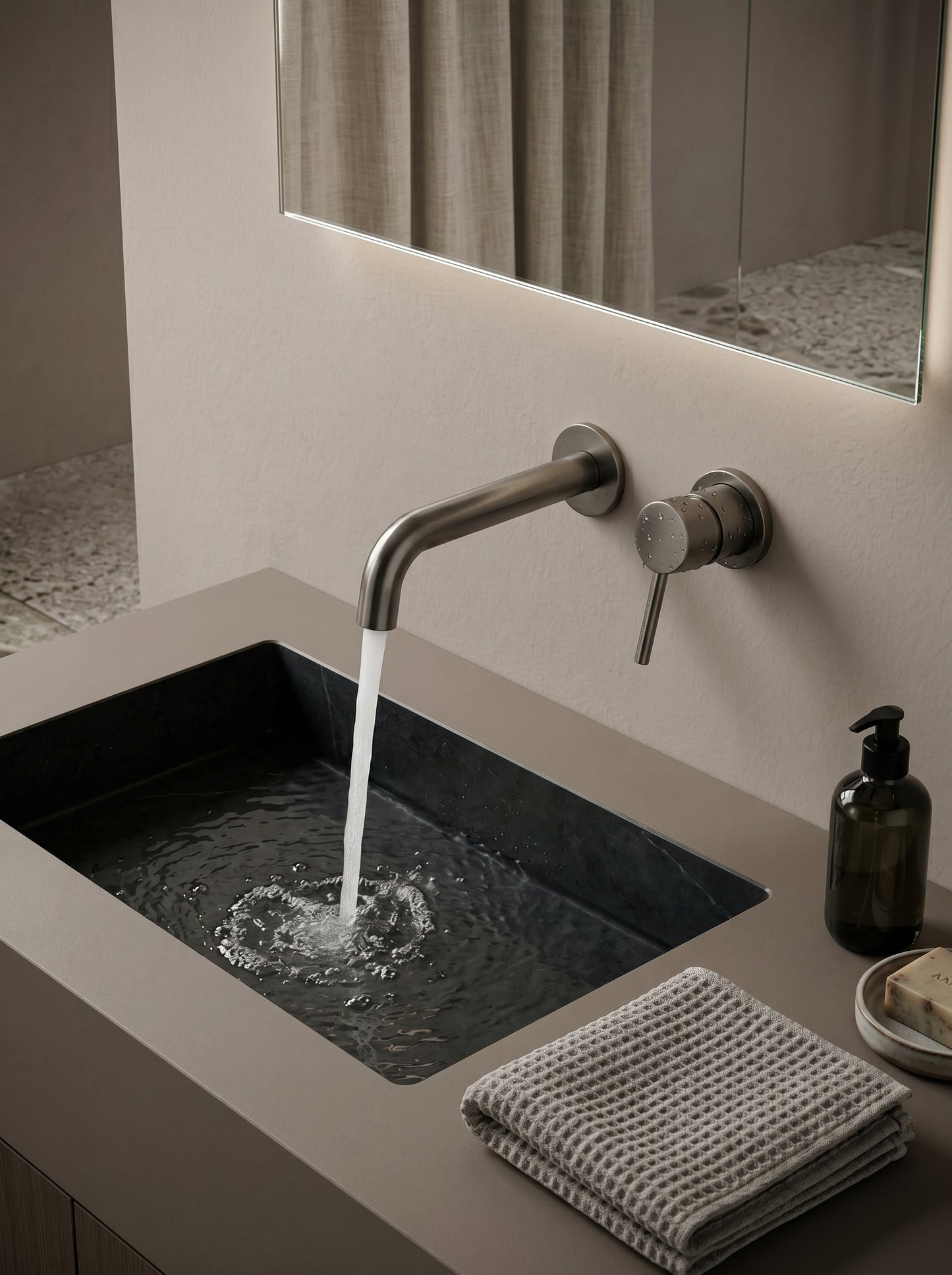 Mitigeur Lavabo Mural Encastrable en Laiton Massif - MILANO