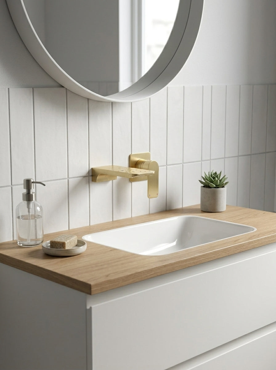 Mitigeur Lavabo Mural Encastrable en Laiton Massif - ARIA - Gris Gunmetal