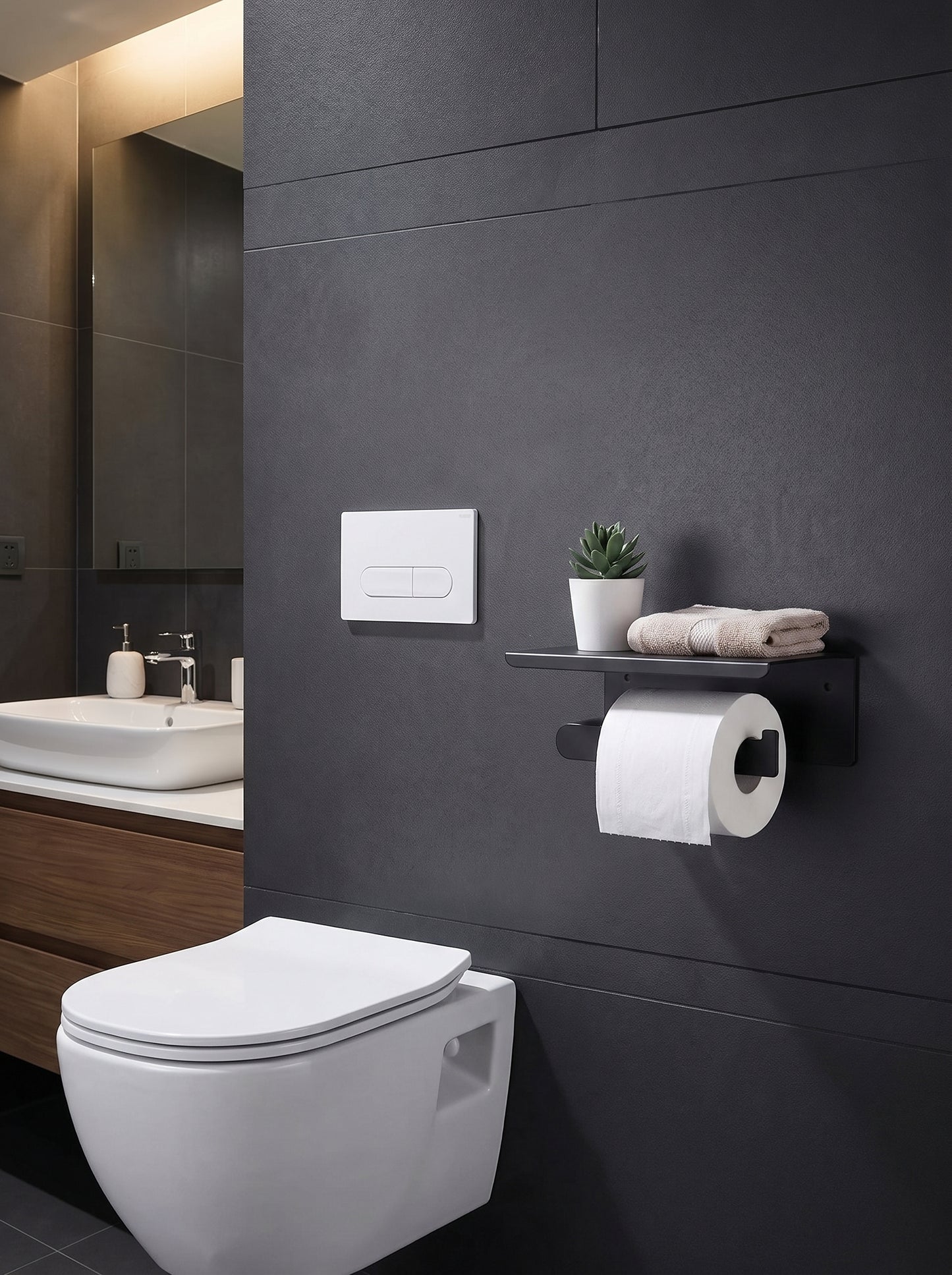 Porte-Papier Toilette avec Étagère en Laiton Massif - BOLOGNA