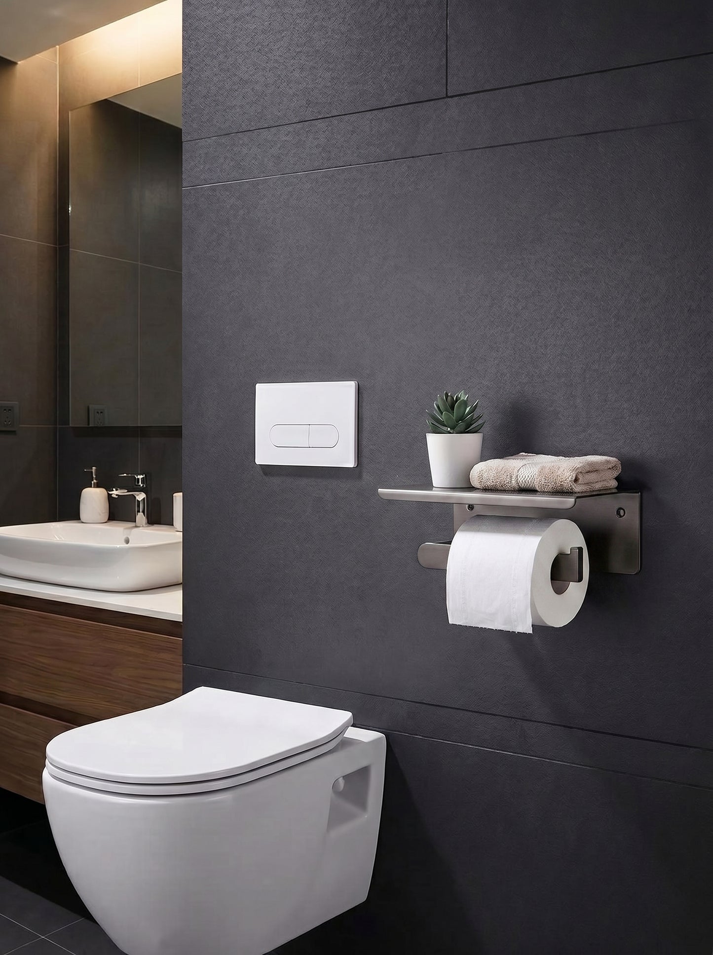 Porte-Papier Toilette avec Étagère en Laiton Massif - BOLOGNA