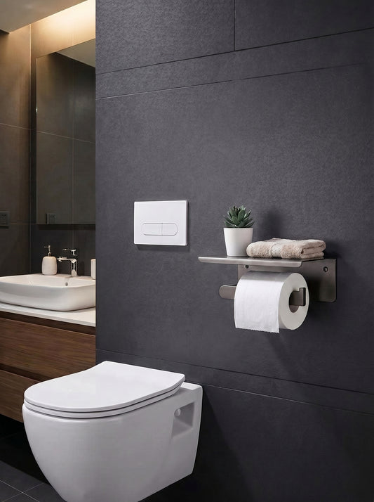 Porte-Papier Toilette avec Étagère en Laiton Massif - BOLOGNA