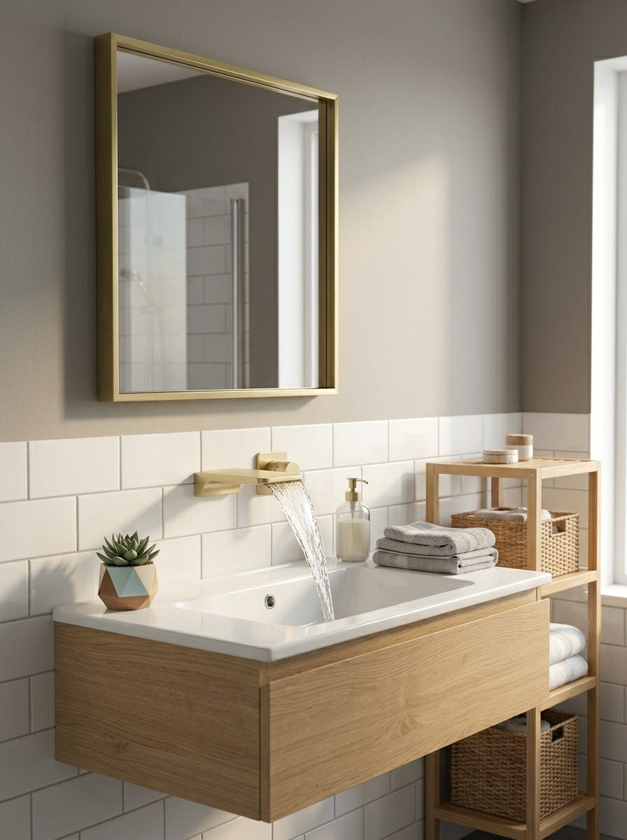 Mitigeur Lavabo Mural Encastrable en Laiton Massif - ARIA - Gris Gunmetal