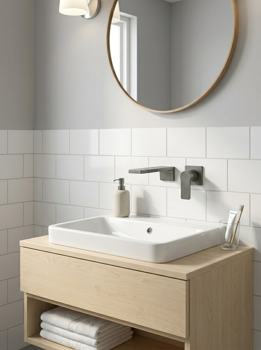 Mitigeur Lavabo Mural Encastrable en Laiton Massif - SIENA