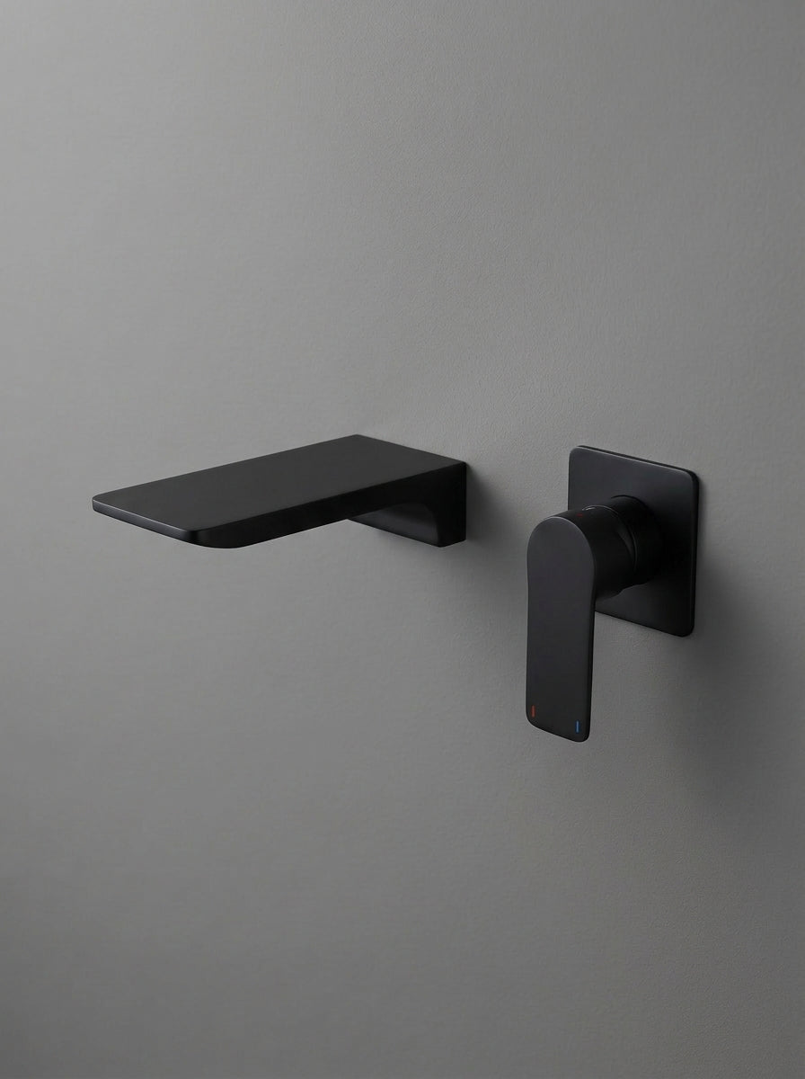 Mitigeur Lavabo Mural Encastrable en Laiton Massif - ARIA - Gris Gunmetal