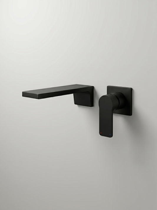 Mitigeur Lavabo Mural Encastrable en Laiton Massif - SIENA - Noir Mat
