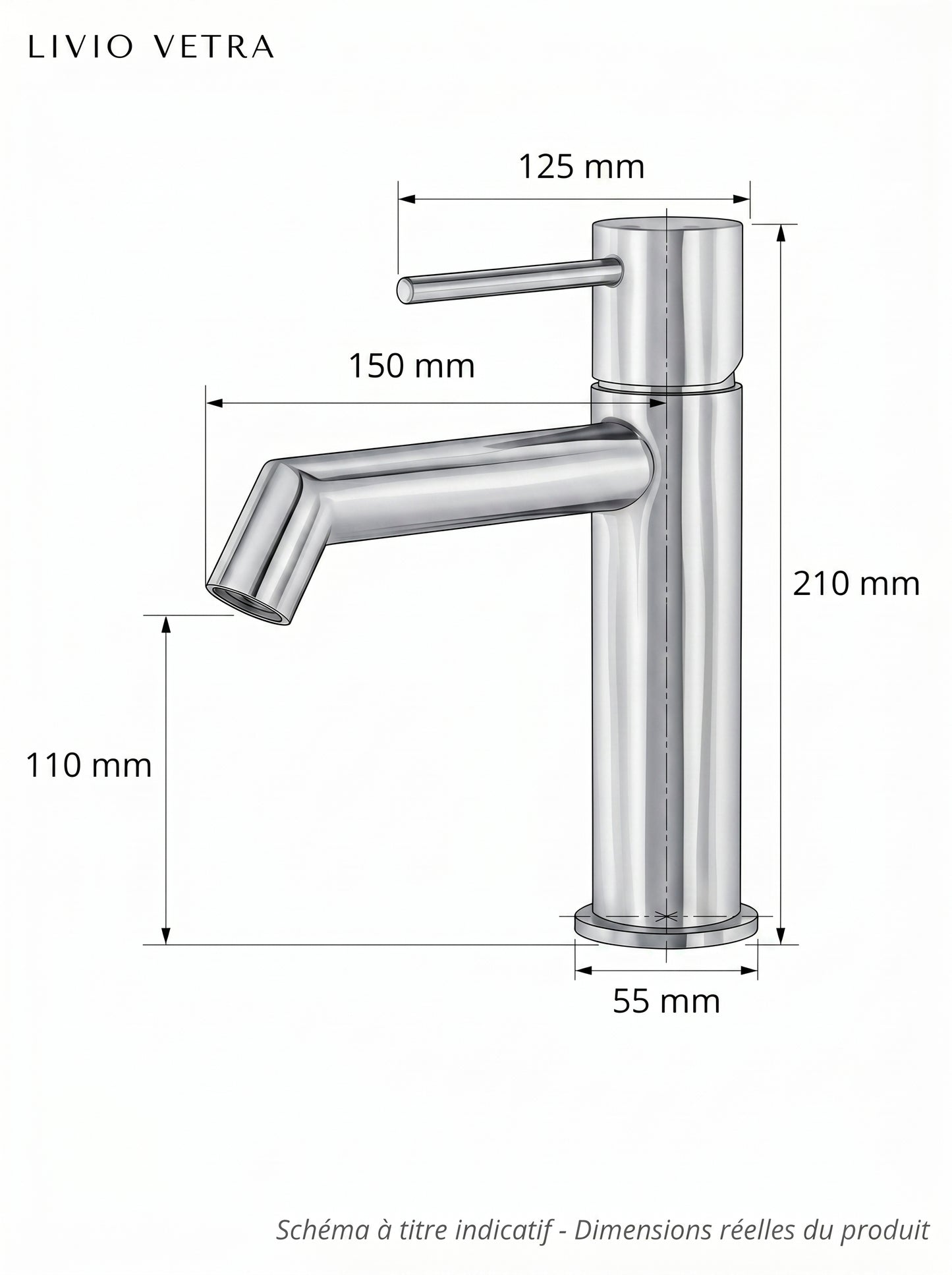 Mitigeur Lavabo Moderne en Laiton Massif - RIVO