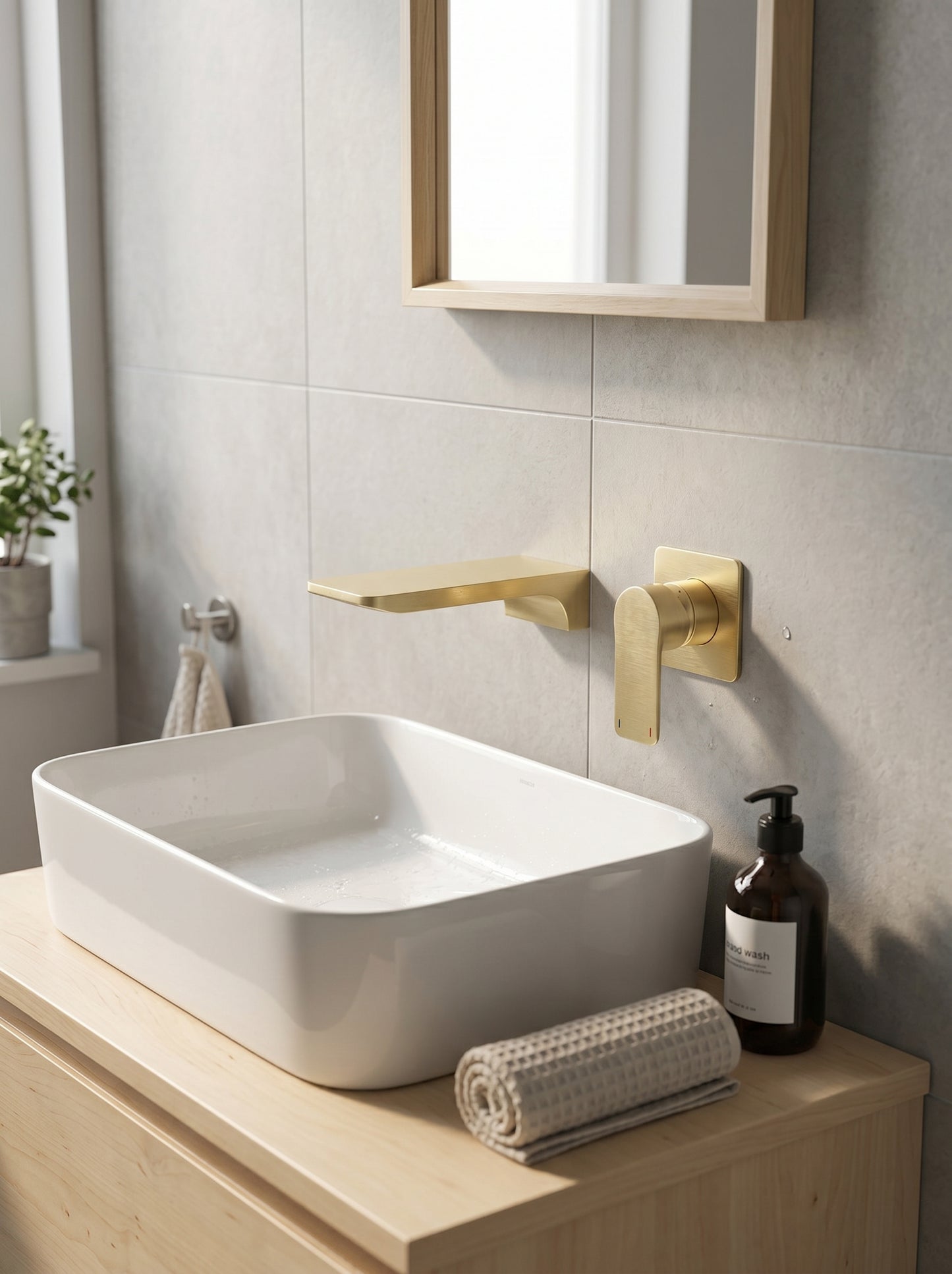 Mitigeur Lavabo Mural Encastrable en Laiton Massif - ARIA - Gris Gunmetal