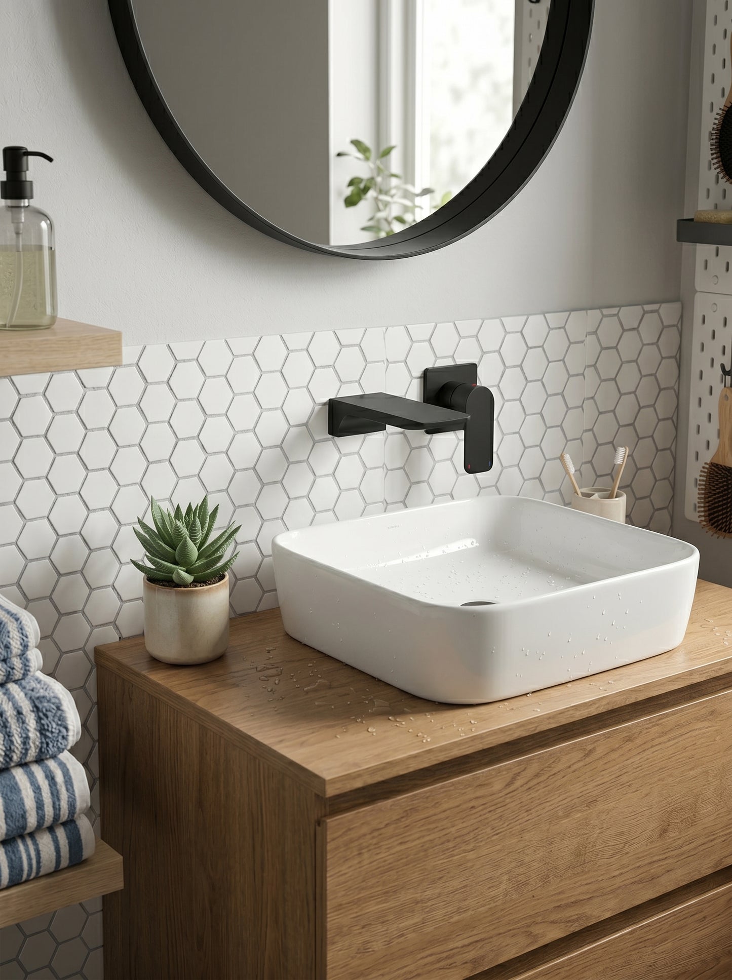 Mitigeur Lavabo Mural Encastrable en Laiton Massif - ARIA - Gris Gunmetal