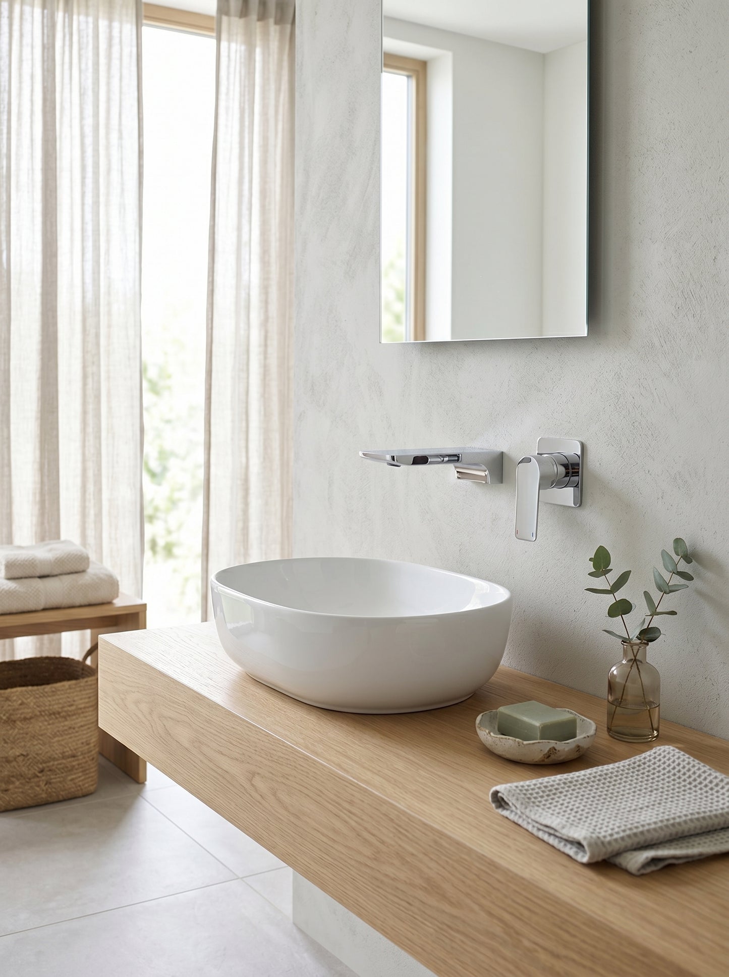 Mitigeur Lavabo Mural Encastrable en Laiton Massif - ARIA - Gris Gunmetal