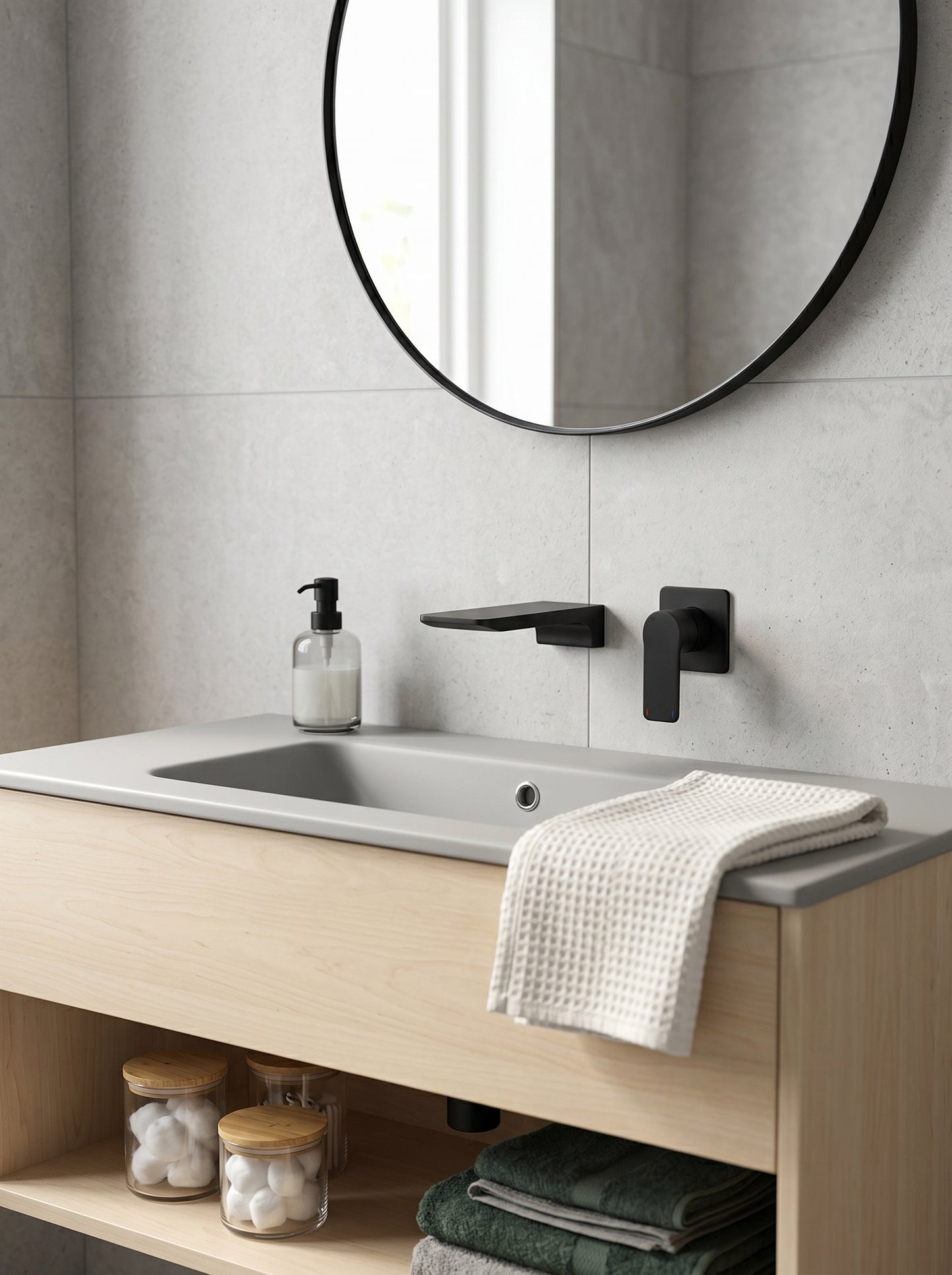 Mitigeur Lavabo Mural Encastrable en Laiton Massif - ARIA - Gris Gunmetal