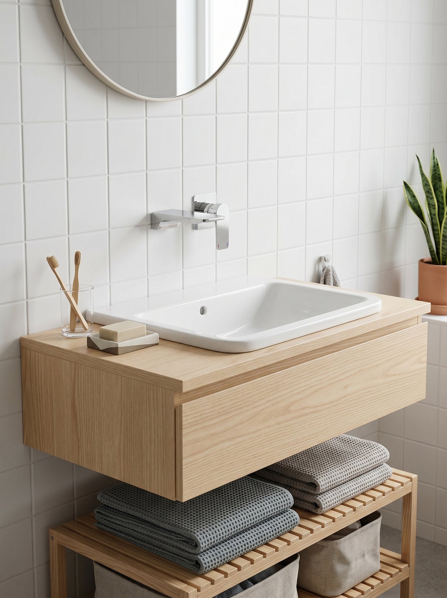 Mitigeur Lavabo Mural Encastrable en Laiton Massif - ARIA - Gris Gunmetal