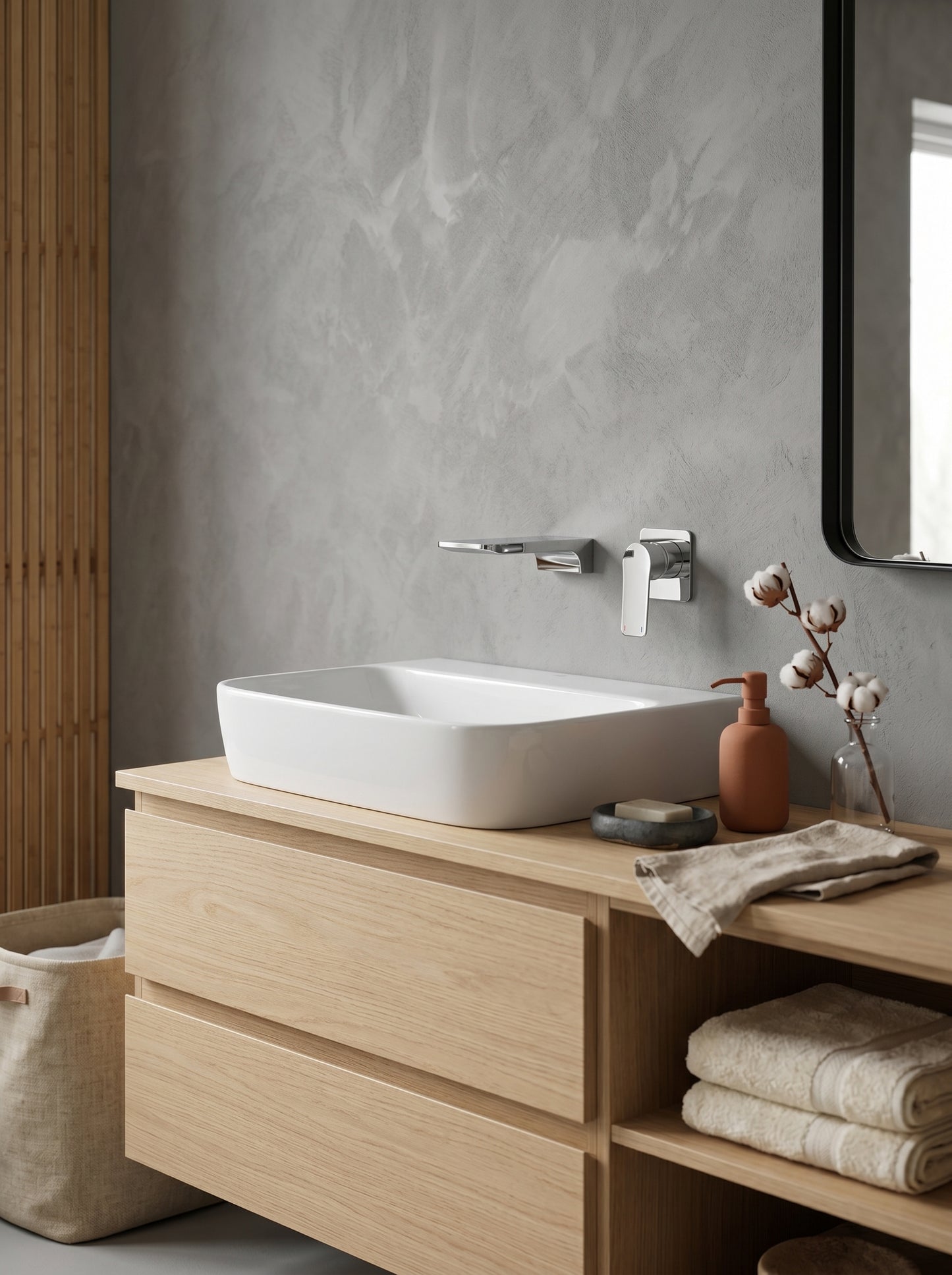Mitigeur Lavabo Mural Encastrable en Laiton Massif - ARIA - Gris Gunmetal