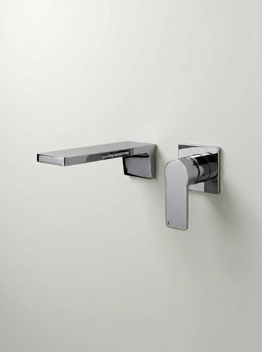 Mitigeur Lavabo Mural Encastrable en Laiton Massif - SIENA - Gris Chrome